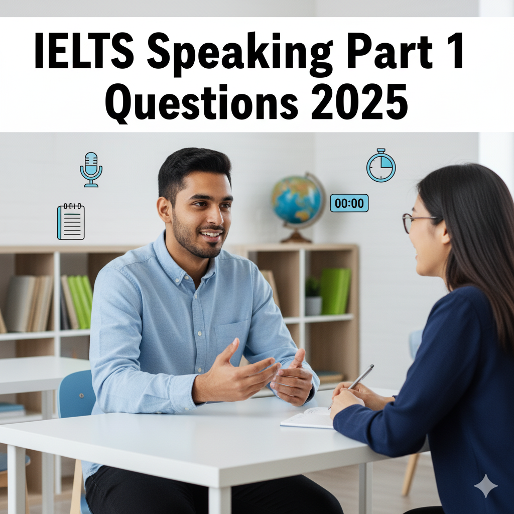 โIELTS Speaking Part 1 Questions 2025 Complete Topic-Wise Question Bank with Common & Unique Examplesโ1 IELTS Speaking Part 1 Questions 2025: Complete Topic bank