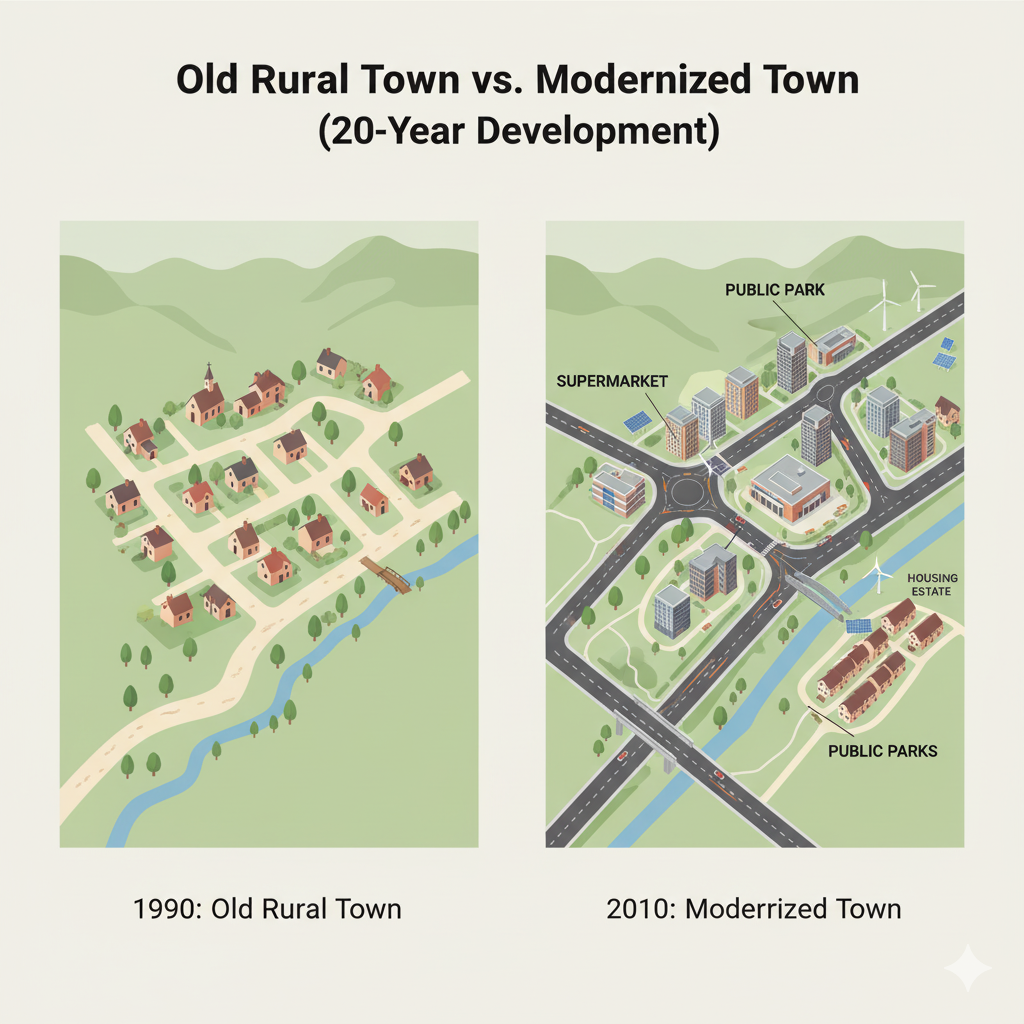 orld rural town maps ielts task1